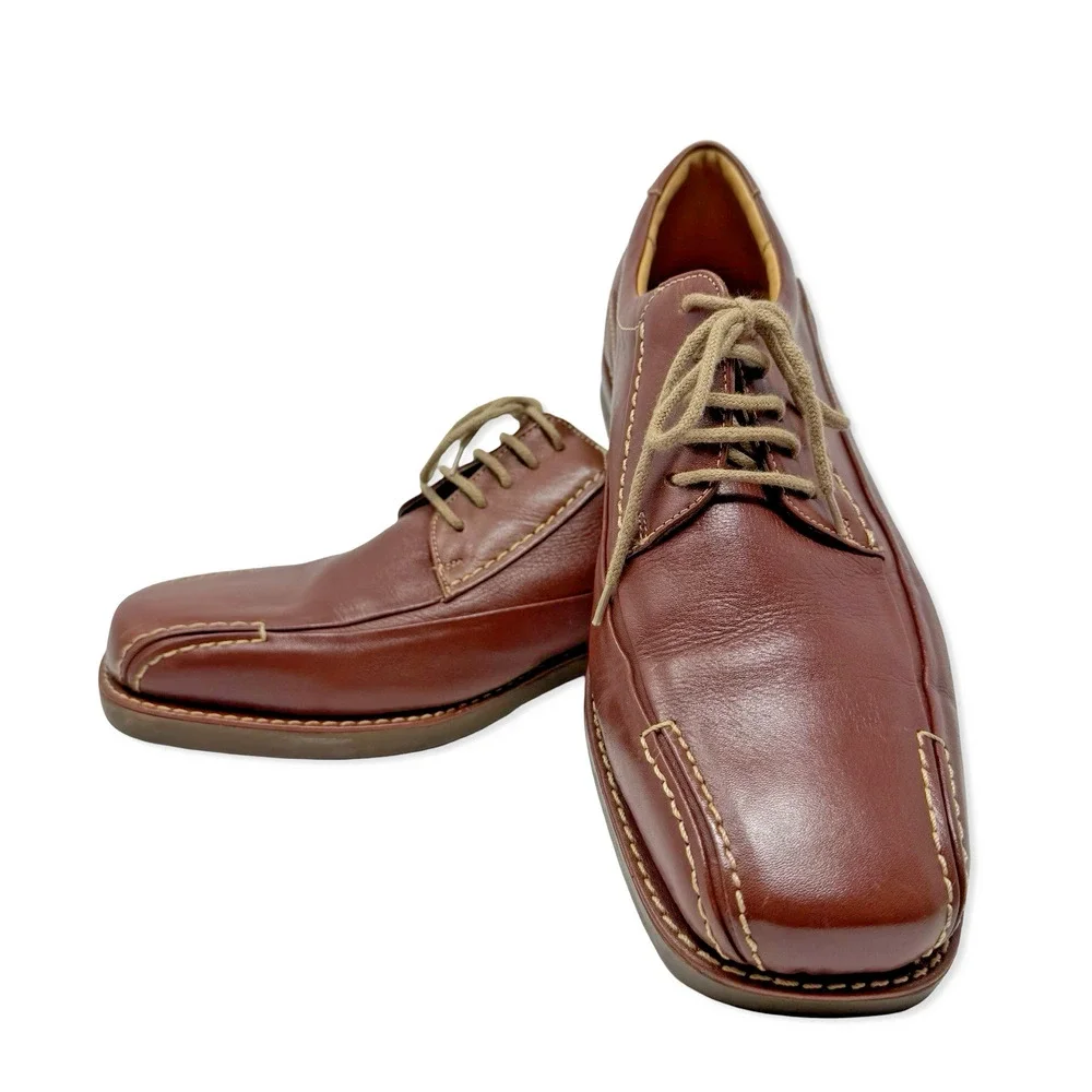 Sandro Moscoloni Vineyard Men’s Brown Leather Lace-Up Shoes 9.5D Brazil